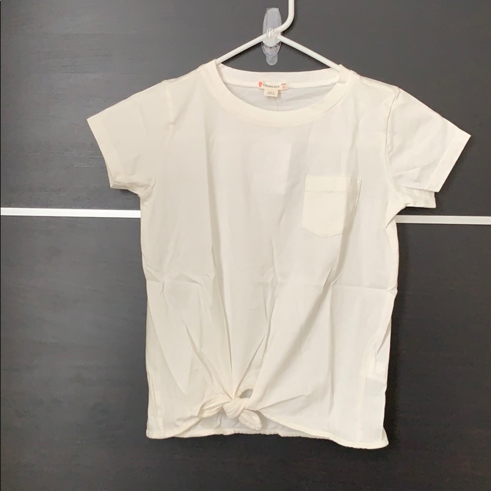 J. Crew Crewcuts Girls Ivory Short SleeveTie Front Tee Shirt - Picture 2 of 9